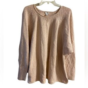 J Jill crewneck pullover sweater light peach cotton 3X